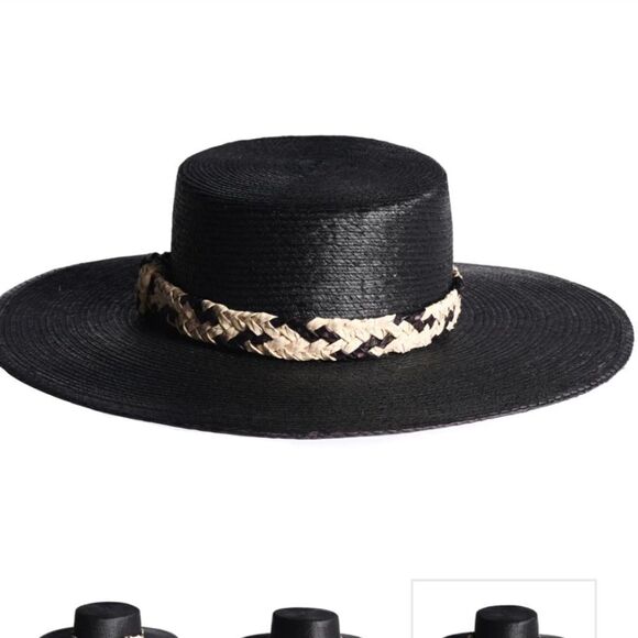New Anthropologie ASN Astoria Black Straw Hat - Picture 8 of 8